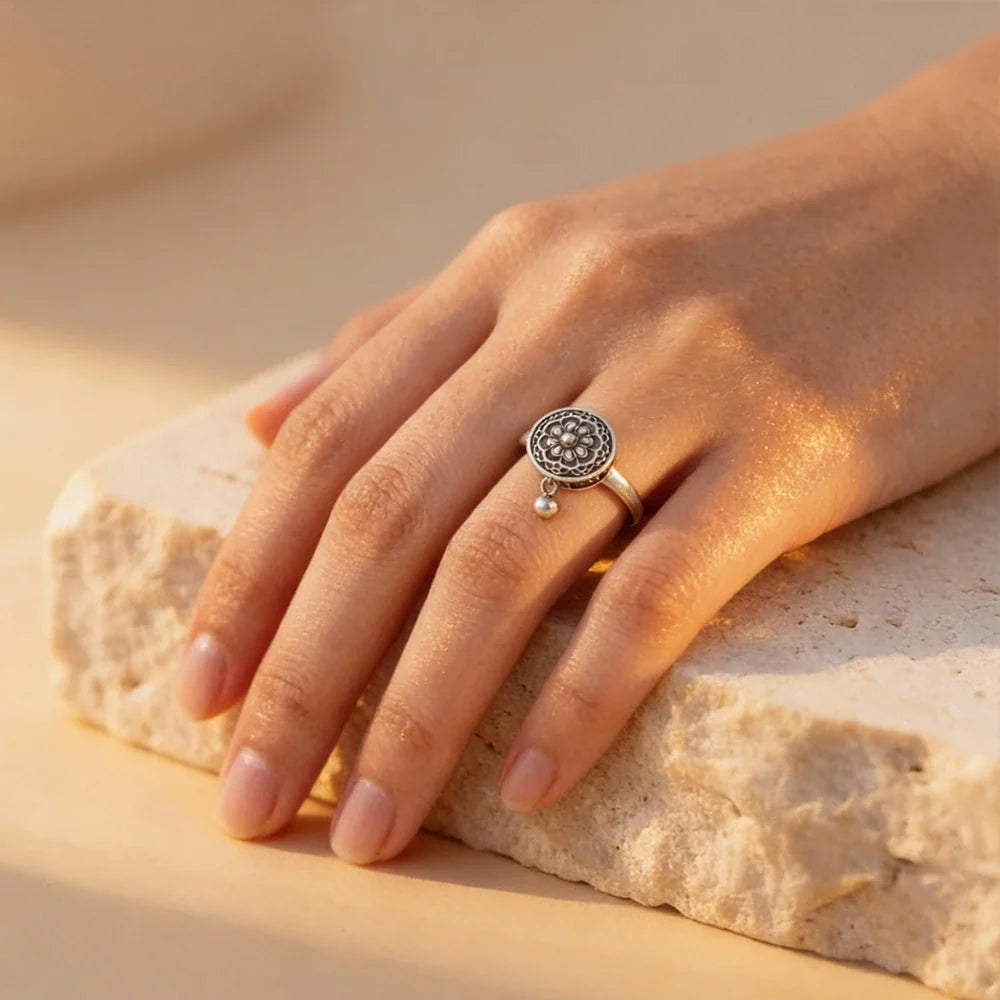 Buddhistischer Glücksring aus 925er Silber