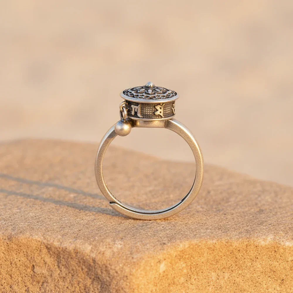 Buddhistischer Glücksring aus 925er Silber